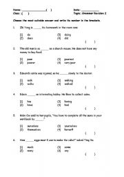English Worksheet: grammar mcq practice 2