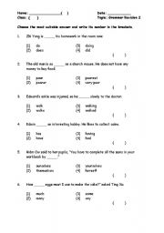 English worksheet: grammar mcq practice 2