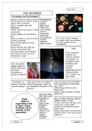 English Worksheet: The Universe