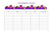 English worksheet: Category Race