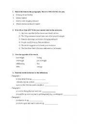 English worksheet: Resolutions