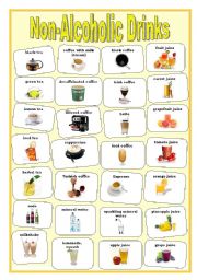 English Worksheet: Non-Alcoholic Drinks (Pictionary)