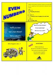 English Worksheet: Odd and Even Talking Card Game 1 Part 1
