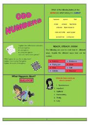 English Worksheet: Odd and Even Talking Card Game 1 Part 2