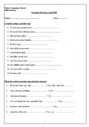 English Worksheet: Grammar Revision