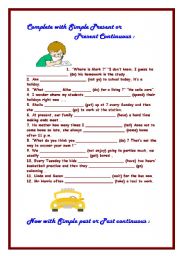 English Worksheet: Presents and Past tenses 