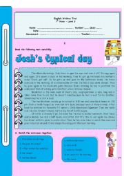 English Worksheet: Joshs typical day