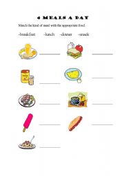 English Worksheet: 4 Meals a Day