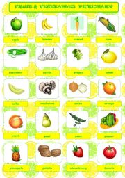 English Worksheet: FRUIT & VEGETABLES PICTIONARY