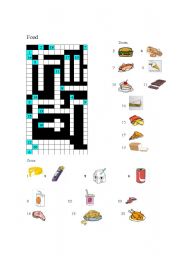 English worksheet: crossword food