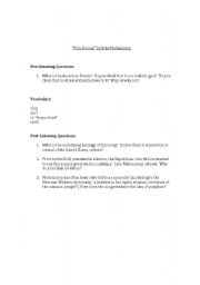 English Worksheet: Pre-Post Questions for 