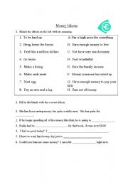 English Worksheet: Money Idioms