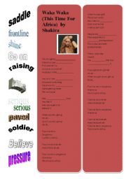 English Worksheet: SONG: WAKA WAKA BY SHAKIRA