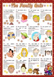 English Worksheet: THE FAMILY QUIZ