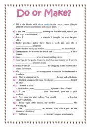 English Worksheet: Do or Make?