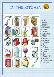 English Worksheet: KITCHEN UTENSILS