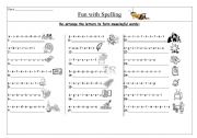 English Worksheet: spelling unscramble