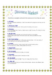 English Worksheet: Discourse Markers