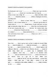 English Worksheet: Simple Present vs Present Progressive