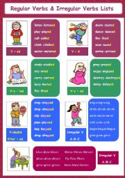 English Worksheet: Regular Verbs & Irregular Verbs Lists 5-5