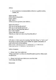 English Worksheet: advice