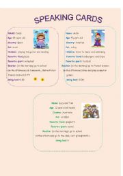 English Worksheet: Speaking cards