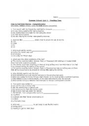 English Worksheet: Quiz for 1st half of 