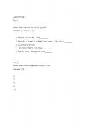 English Worksheet: Numbers - Height and Age 