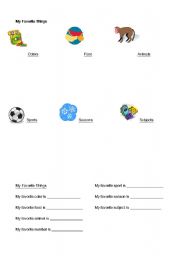 English Worksheet: My Favorite Things