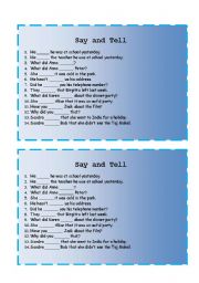 English Worksheet: Say and Tell exercises