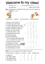 English Worksheet: First Day: Interest/Ability Survey