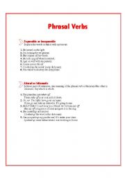 English worksheet: Phrasal verbs practice