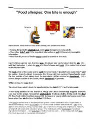 English Worksheet: Food allergies