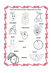 English Worksheet: Fruits