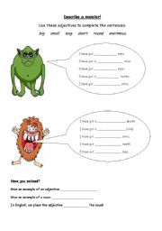 English Worksheet: Describe a Monster