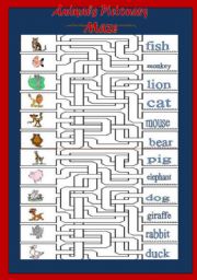 English Worksheet: Pictonary Maze
