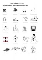 English worksheet: games and sports