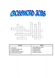 English Worksheet: crosswords jobs