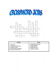 English worksheet: crosswords jobs