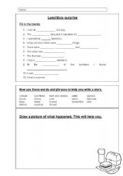 English worksheet: Luncbox surprise composition/sentences