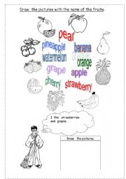 English worksheet: fruits