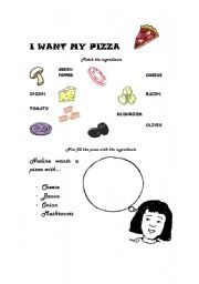 English Worksheet: I WANT MY PIZZA