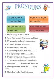 English Worksheet: Pronouns