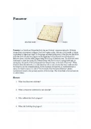 English worksheet: Passover, a religious festivity