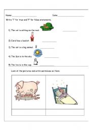 English Worksheet: Reading and writing for early first graders!