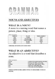 English Worksheet: Grammar Nouns and  Adjectives
