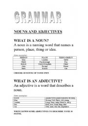 English worksheet: Grammar Nouns and  Adjectives