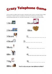 English Worksheet: Crazy Telephone Game