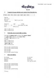 English Worksheet: with or without you by U2