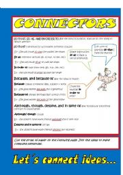 English Worksheet: connecter grammar poster and student activity